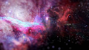 Karanlık uzayda nebula ve galaksiler. Bu görüntünün elementleri NASA tarafından desteklenmektedir.