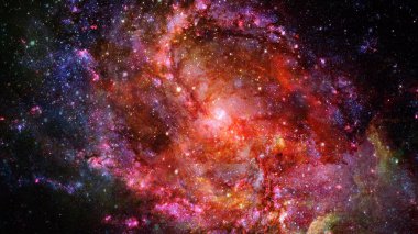 Karanlık uzayda nebula ve galaksiler. Bu görüntünün elementleri NASA tarafından desteklenmektedir.