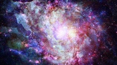 Renkli nebula ve evrendeki açık yıldız kümesi.