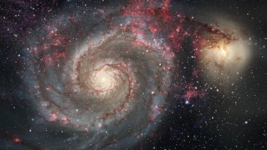 Karanlık uzayda nebula ve galaksiler. Bu görüntünün elementleri NASA tarafından desteklenmektedir.