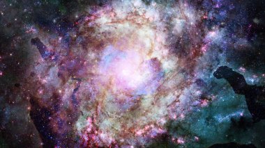 Galaksi ve Nebula. Soyut alan arkaplanı.