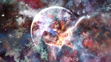 Dünya ve galaksiler uzayda. Bu görüntünün elementleri NASA tarafından desteklenmektedir.