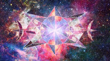 Hipster geometrik arka plan üçgen, daire, Bulutsusu, yıldız ve galaksi ile soyut. Nasa tarafından döşenmiş bu görüntü unsurları.