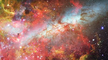 Karanlık uzayda nebula ve galaksiler. Bu görüntünün elementleri NASA tarafından desteklenmektedir.