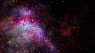 Karanlık uzayda nebula ve galaksiler. Bu görüntünün elementleri NASA tarafından desteklenmektedir.