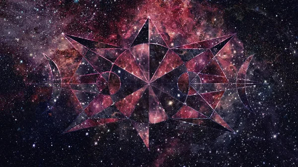 Fond Géométrique Abstrait Hipster Avec Triangles Cercles Nébuleuse Étoiles Galaxie — Photo