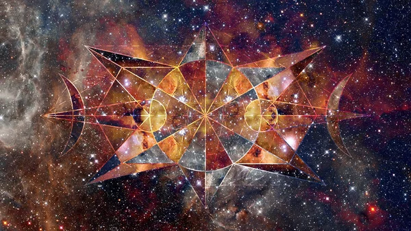 Abstrakta Hipster Geometrisk Bakgrund Med Trianglar Cirklar Nebulosa Stjärnor Och — Stockfoto