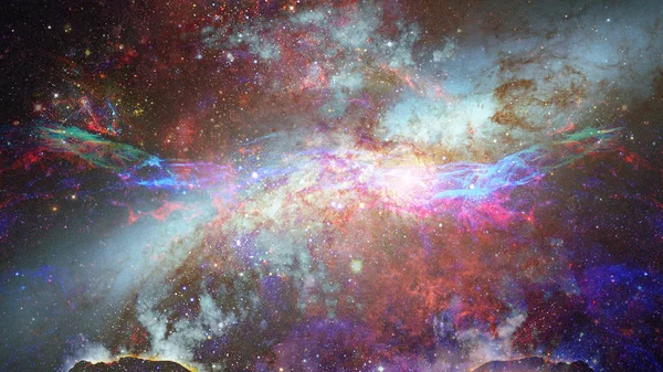 Έναστρο Βαθύ Διάστημα Νεφέλωμα Και Galaxy — Φωτογραφία Αρχείου