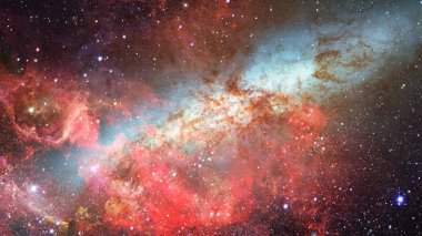 Karanlık uzayda nebula ve galaksiler. Bu görüntünün elementleri NASA tarafından desteklenmektedir.
