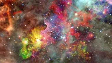 Uzayda renkli bulutsular ve yıldızlar. Bu görüntünün elementleri NASA tarafından desteklenmektedir.
