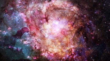 Karanlık uzayda nebula ve galaksiler. Bu görüntünün elementleri NASA tarafından desteklenmektedir.