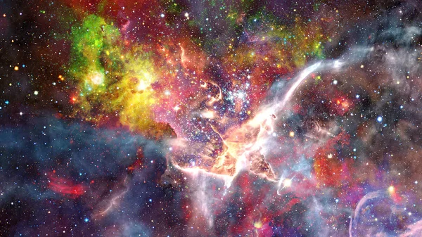 Nebulosas coloridas y estrellas en el espacio. Elementos de esta imagen proporcionados por la NASA. — Foto de Stock