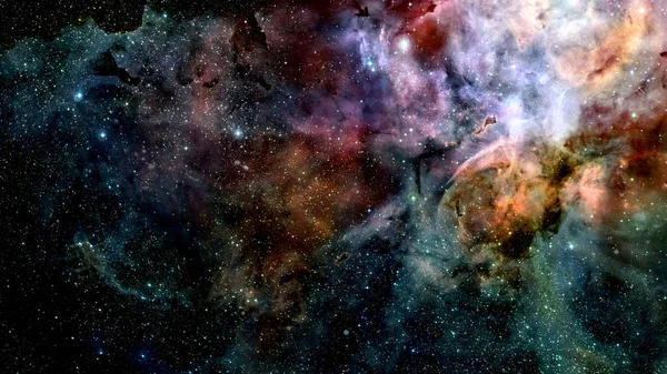 Kolorowa mgławica i otwarta gromada gwiazd we wszechświecie. — Zdjęcie stockowe