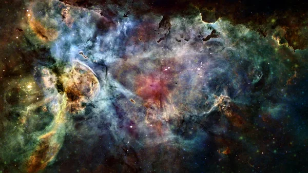 Nebulosa de color y cúmulo abierto de estrellas en el universo. — Foto de Stock