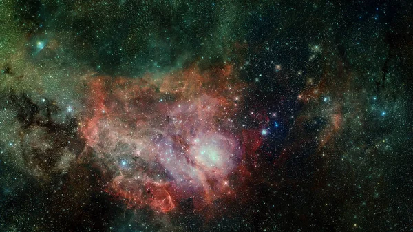 Nebulosa colorida e aglomerado aberto de estrelas no universo. — Fotografia de Stock