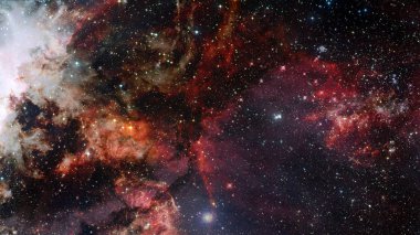 Renkli nebula ve evrendeki açık yıldız kümesi.