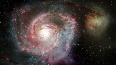 Renkli nebula ve evrendeki açık yıldız kümesi.