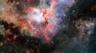 Renkli nebula ve evrendeki açık yıldız kümesi.