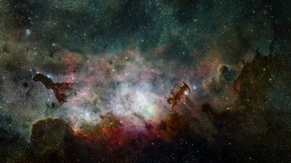 Високе визначення зоряне поле, нічне небо простір. Туманність і галактики в космосі — стокове фото
