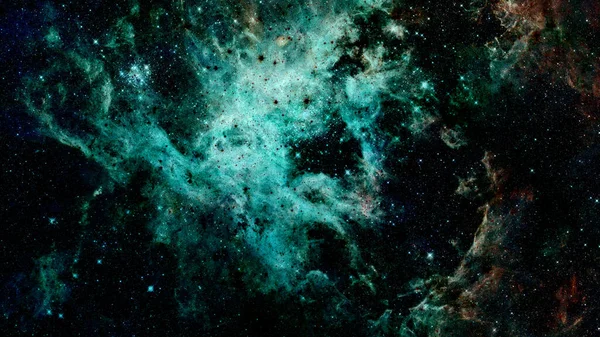 Grön kosmisk bakgrund. Delar av denna bild som tillhandahålls av Nasa — Stockfoto