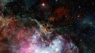 Sonsuz evren, bilim kurgu görüntüsü, sıcak yıldızlı derin uzay, yıldız alanları. İnanılmaz güzel kozmik manzara. Bu görüntünün elementleri NASA tarafından desteklenmektedir