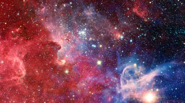 Nebula ve yıldızlı sonsuz uzay arkaplanı. NASA tarafından desteklenen bu görüntü ögeleri