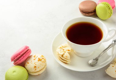 Macaroons çay. Kopya alanı . 