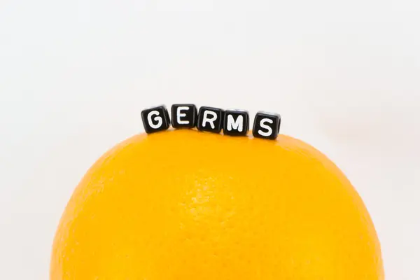 Germs word on fruits background — Stock Photo, Image