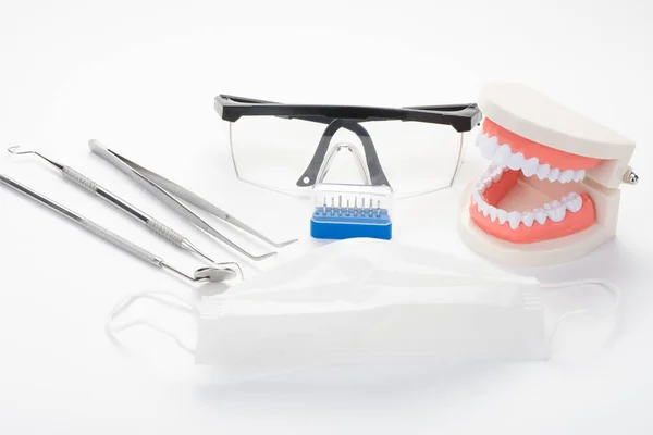 Modern dental office tools on a white background — Stock Photo, Image