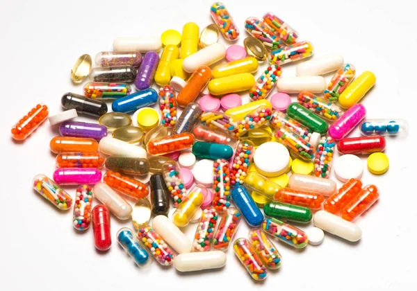 Multi-gekleurde pillen closeup — Stockfoto