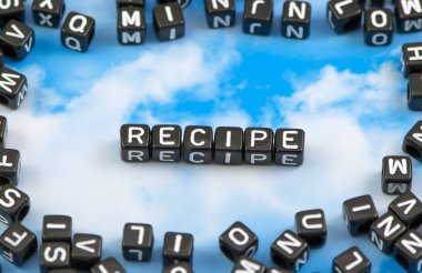 Gökyüzü arka plan üzerinde kelime vitamini