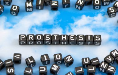 Gökyüzü arka plan üzerinde kelime protez