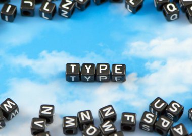 Gökyüzü arka plan üzerinde kelime türü