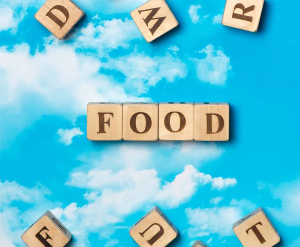 Program word żywności na tle nieba — Zdjęcie stockowe