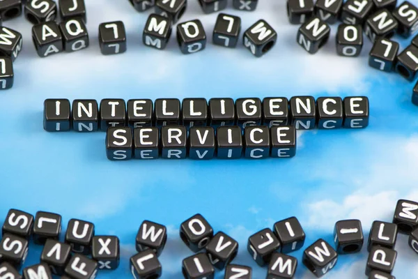 The word Intelligence service on the sky background