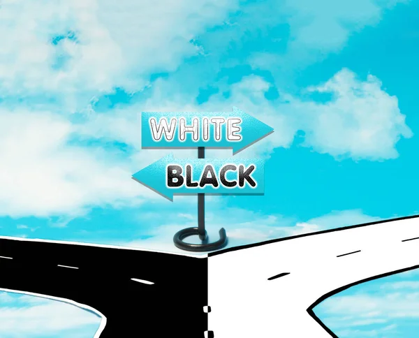 Dylemat między białym i czarnym w symboli znaków drogowych — Zdjęcie stockowe