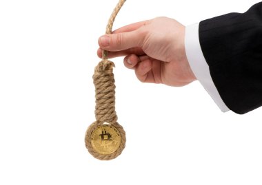Bitcoin beyaz bir arka plan üzerinde mahsur kaldı