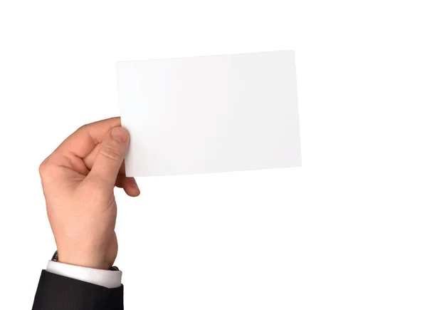 Пустой белый чистый лист бумаги в руке — стоковое фото