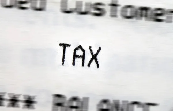 Word tax in the text — Stock Photo, Image