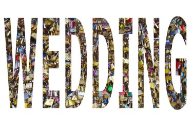 Beyaz bir arka plan üzerinde kelime düğün