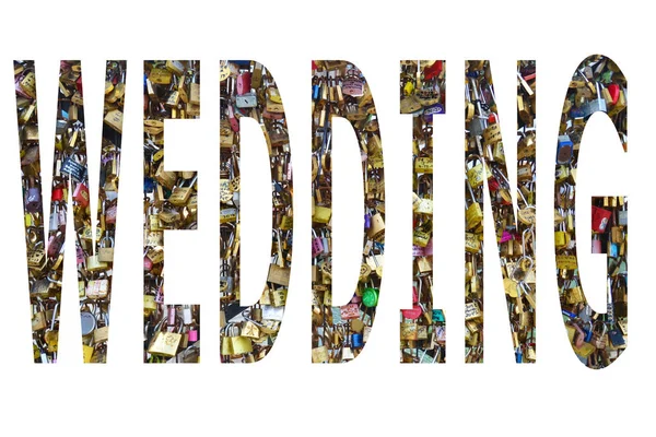 Beyaz bir arka plan üzerinde kelime düğün