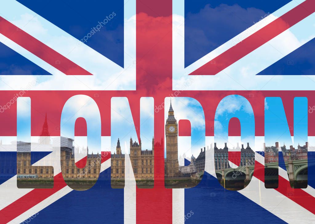 London on a flag background