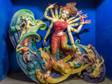 Sanatsal kil Durga Idol - Hindu tanrıça ibadet.