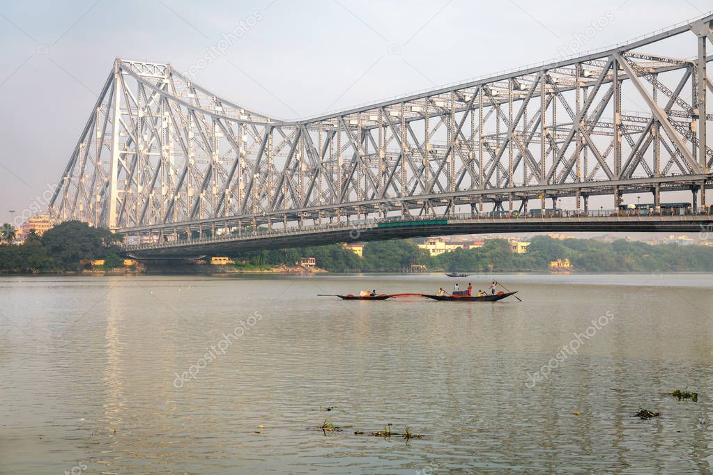 Howrah Bridge is a cantilever bridge with a suspended span over the Hooghly River also known as the Ganges in West Bengal,