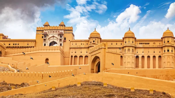 Amber Fort Středověká Architektura Jaipur Rajasthan Stránka Světového Dědictví Unesco — Stock fotografie