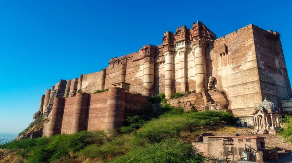Fort Mehrangarh Vue Rapprochée Structure Architecturale Médiévale Site Patrimoine Mondial — Photo