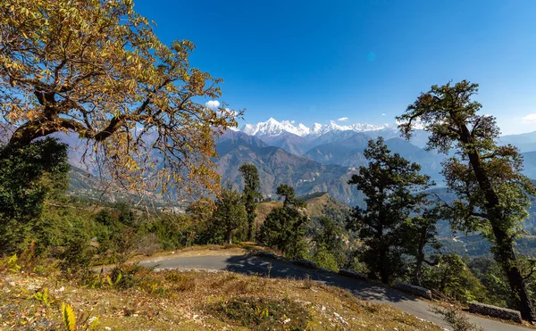 Estrada Montanhosa Panorâmica Com Vista Para Paisagem Cordilheira Himalaia Munsiyari — Fotografia de Stock