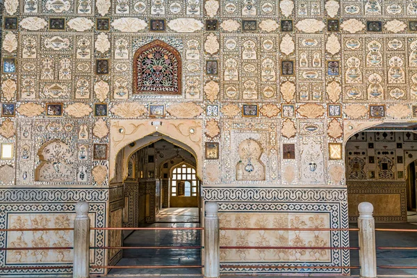 Amer Fort Jaipur Rajasthan Średniowieczna Szklana Sala Znana Jako Sheesh — Zdjęcie stockowe