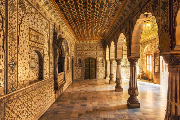 Junagarh Fort Kilátás Privát Közönség Hall Anup Mahal Bonyolult Arany — Stock Fotó
