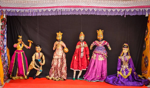 Rajasthani puppet dolls of Jaisalmer. Traditional puppet shows in Rajasthan is a popular tourist attraction.